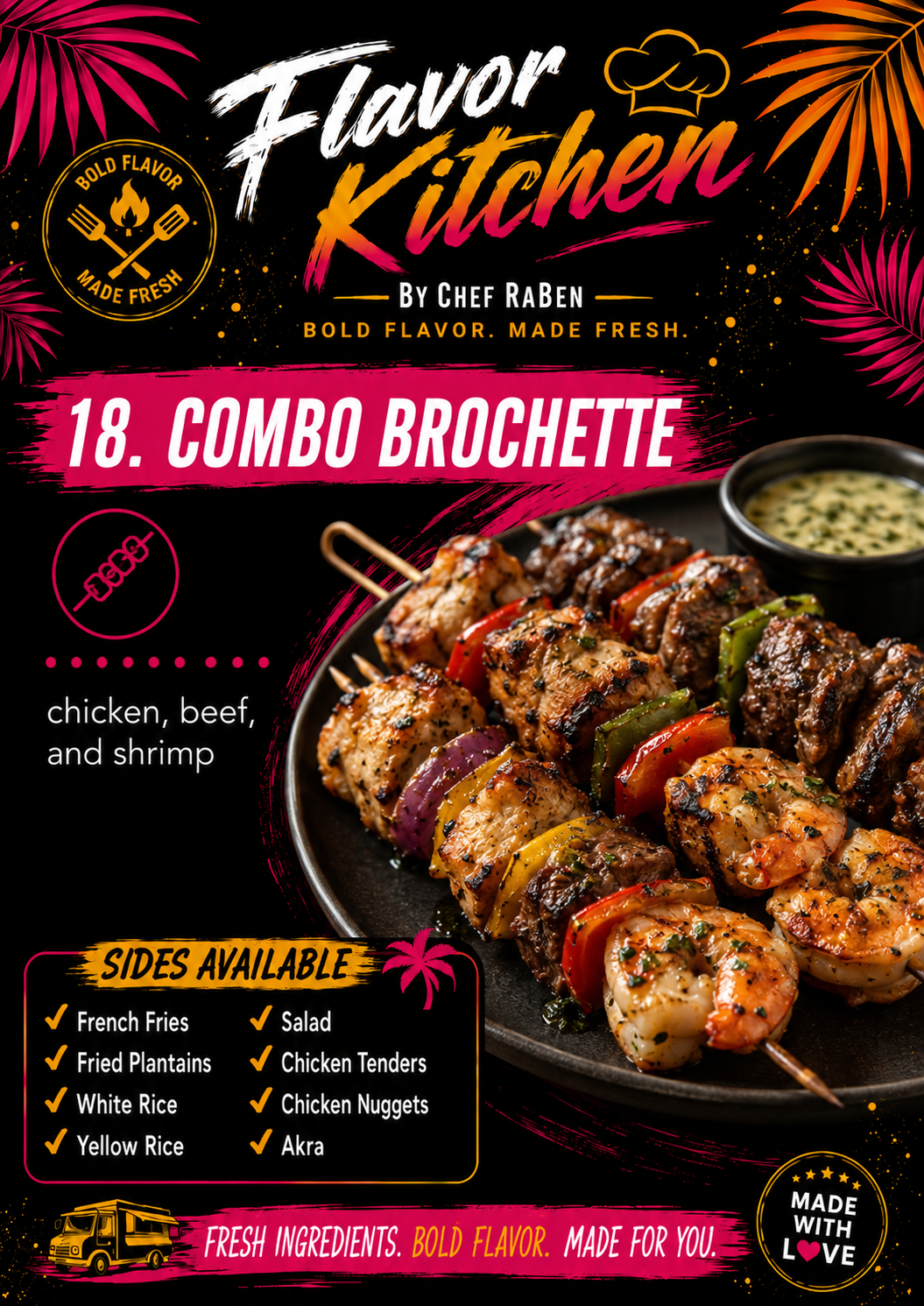 Flavor Kitchen menu poster for Combo Brochette by Chef RaBen