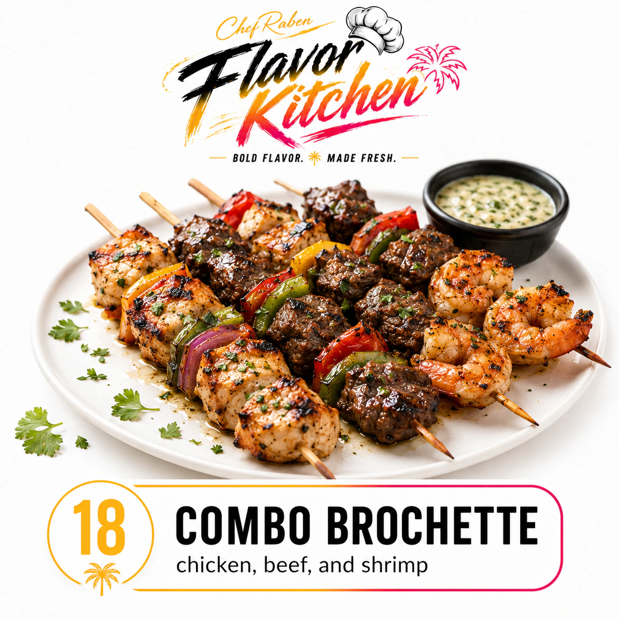 Flavor Kitchen combo brochette menu item number 18.