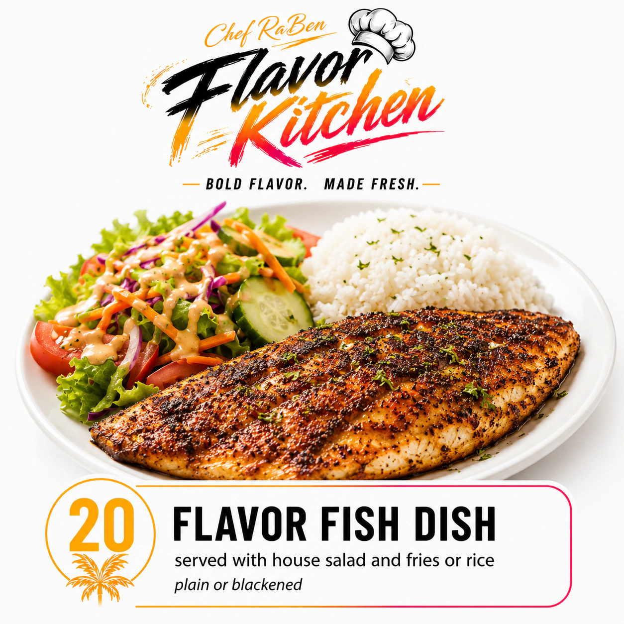 Flavor Kitchen flavor fish dish menu item number 20.