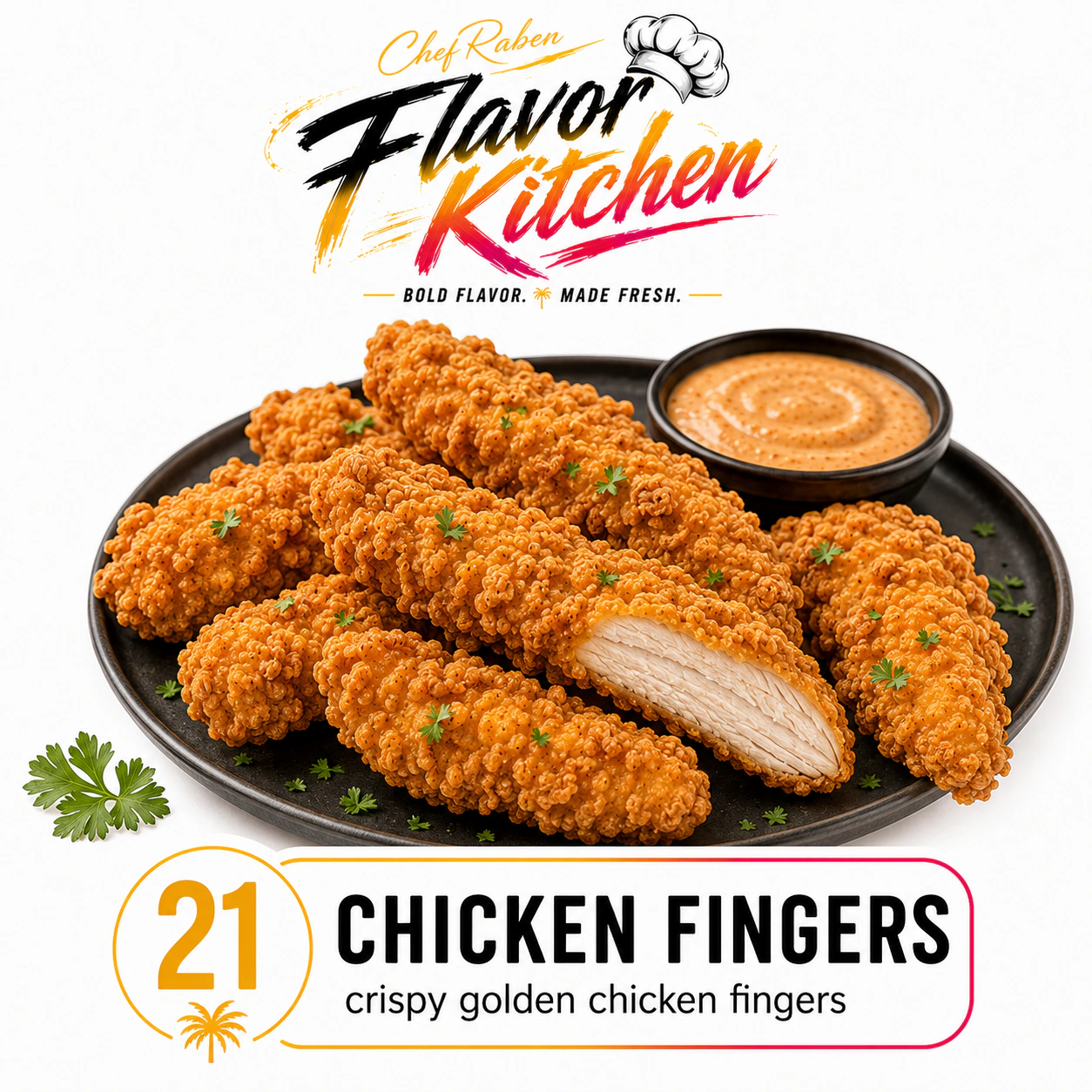 Flavor Kitchen chicken fingers menu item number 21.